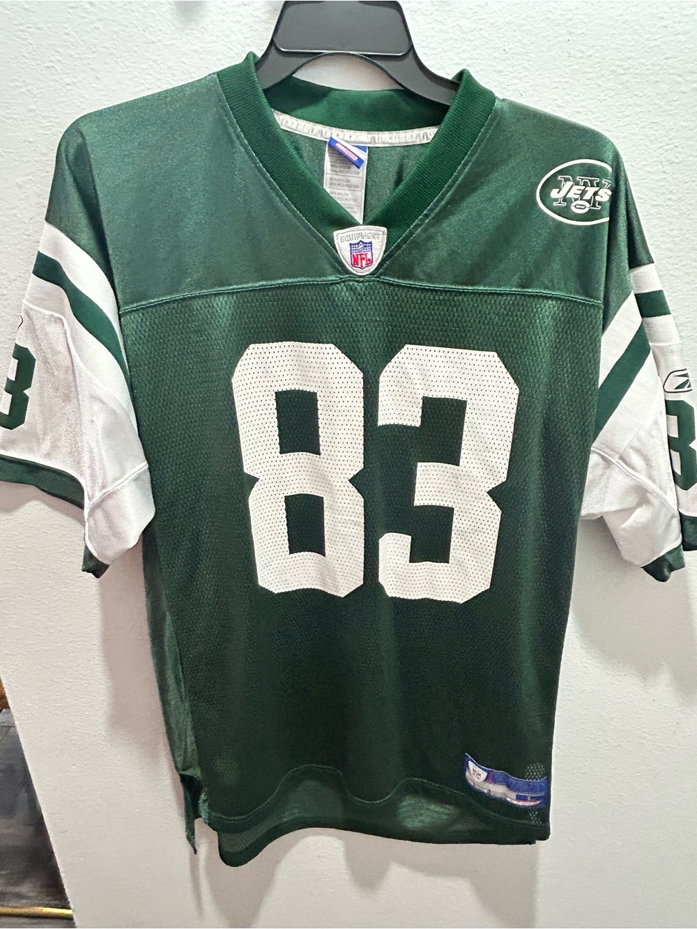 Reebok Green and White #83 NY Jets Football Jersey